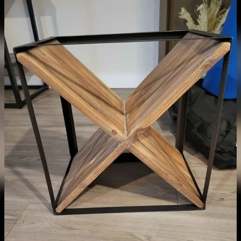 Rustic style wooden wine bottle holder